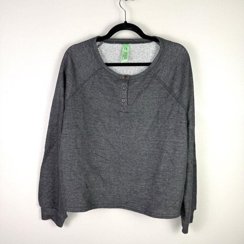 Honeydew Women's Gray Casual Henley Long Sleeves Button Sweatshirt Sz Small NWT